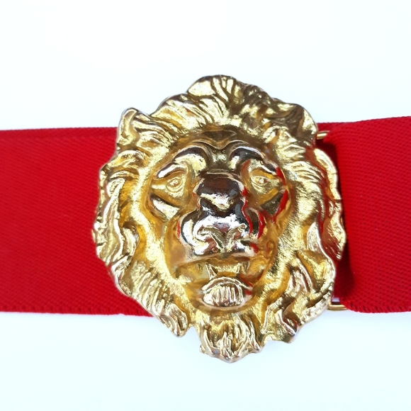 Vintage Red Belt with Golden Lion Heads main image 8